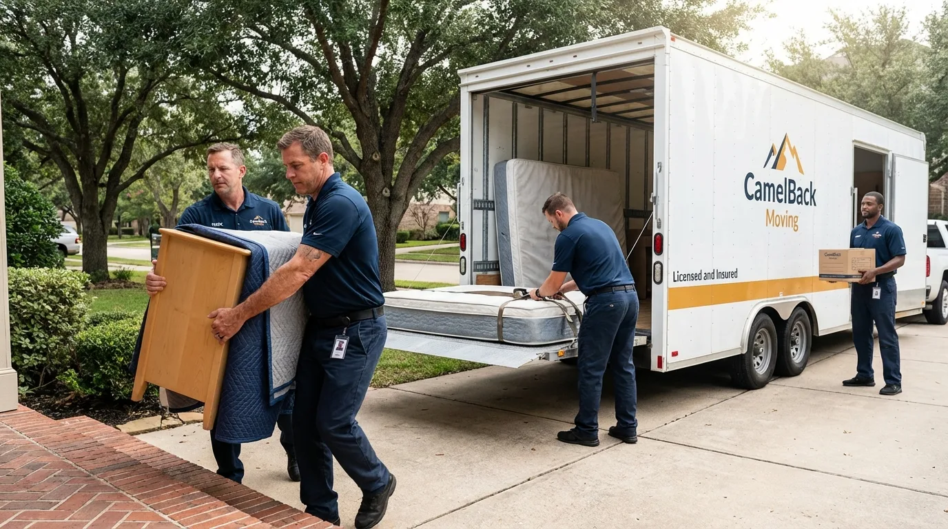 Crew loading residential truck for cross-state move from Saint Maries, ID